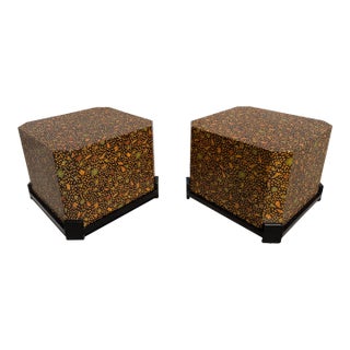 Pair End Tables, Side Tables, Fabric and Resin, 1980s For Sale