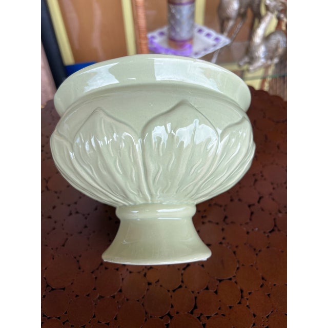 Vintage Soft Green Ceramic Planter For Sale - Image 4 of 4
