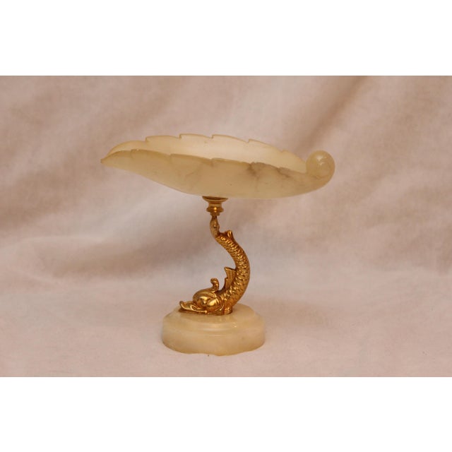 Footed Vase Gold Dolphin Decor, 1950s For Sale - Image 3 of 18