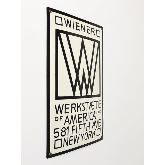 Wiener Werkstätte of America Inc New York Enameled Advertising Sign by Josef Hoffmann, 1960s For Sale - Image 11 of 18