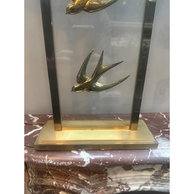 Vintage French Decorative Table Lamps in Glass and Brass, 1970, Set of 2 For Sale - Image 12 of 17