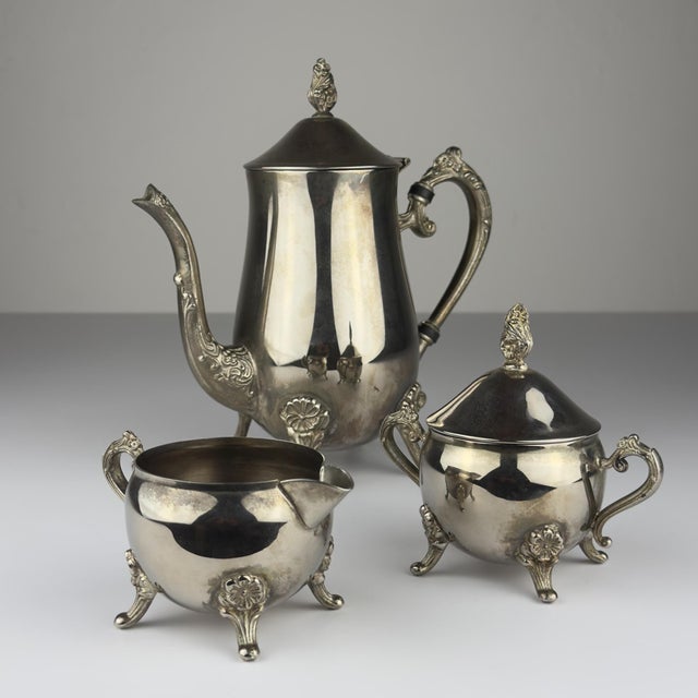 Vintage Metal Coffee Set, Italy, 1980s, Set of 3 For Sale - Image 13 of 18