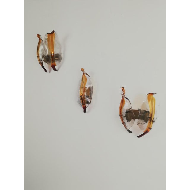 Leaf-Shaped Murano Glass Sconces from La Murrina, Italy, 1970s, Set of 3 For Sale - Image 14 of 18