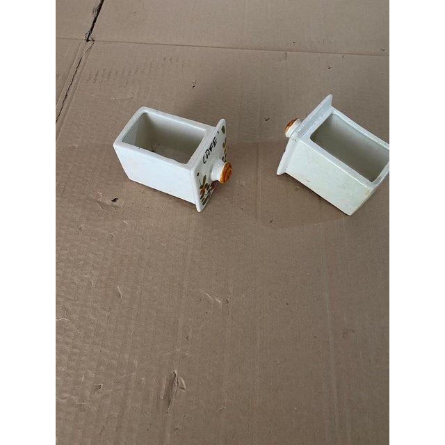 Salt, Sugar and Coffee Box Wall Set in Ceramic and Wood, France, 1960s, Set of 4 For Sale - Image 4 of 17