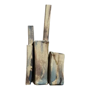 Vintage Abstract Expressionist Tiered Five Chambered Polychrome Ceramic Vase, Signed
