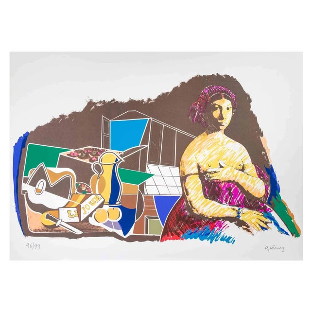 Antonio Fomez, La Fornarina, Offset and Lithograph, 1970s For Sale