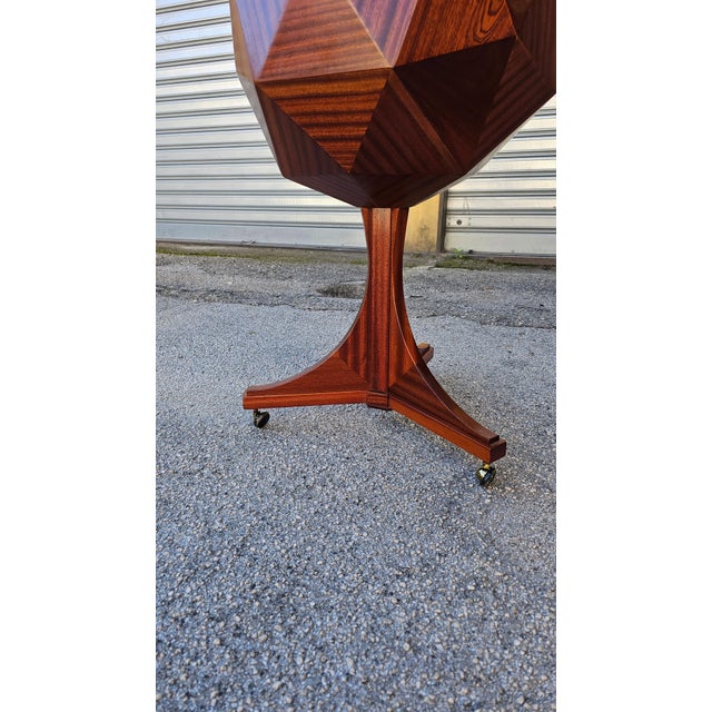 1960s Polygonal Bar Cabinet in Mahogany and Brass by Vuillermoz, 1960s For Sale - Image 5 of 18