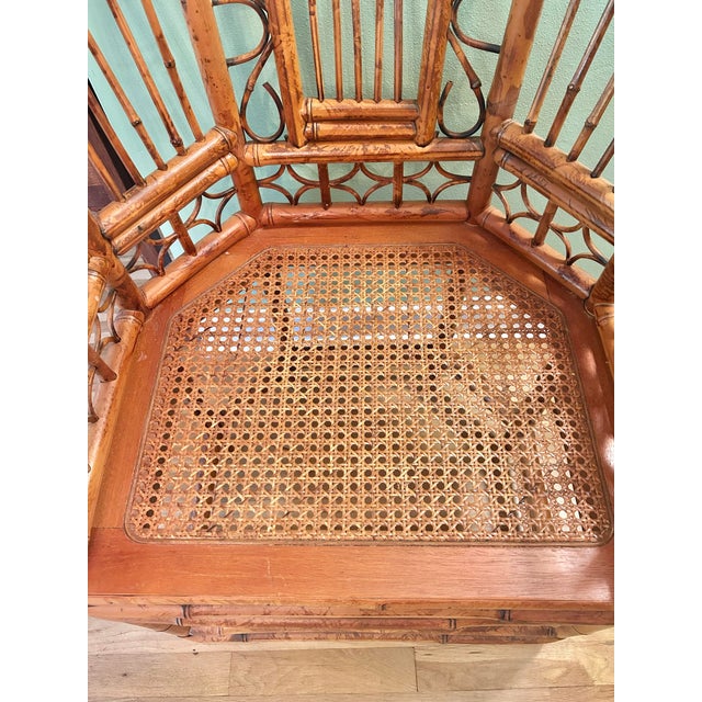 1970s Brighton Pavilion Style Tortoiseshell Bamboo & Cane Chinoiserie Armchair For Sale - Image 9 of 12