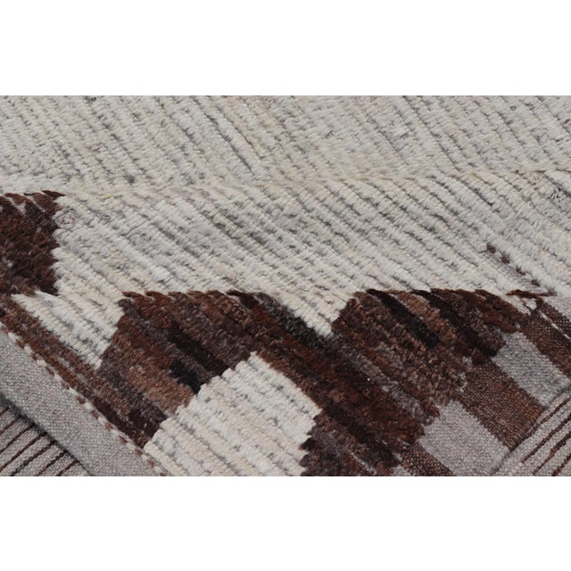Modern Wool Hand Knotted in Brown and White by Keivan Woven Arts 8'8 X 12'3 For Sale - Image 10 of 10