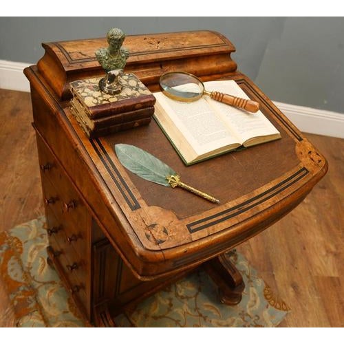 Victorian Walnut Davenport Desk, 1890s For Sale - Image 9 of 13