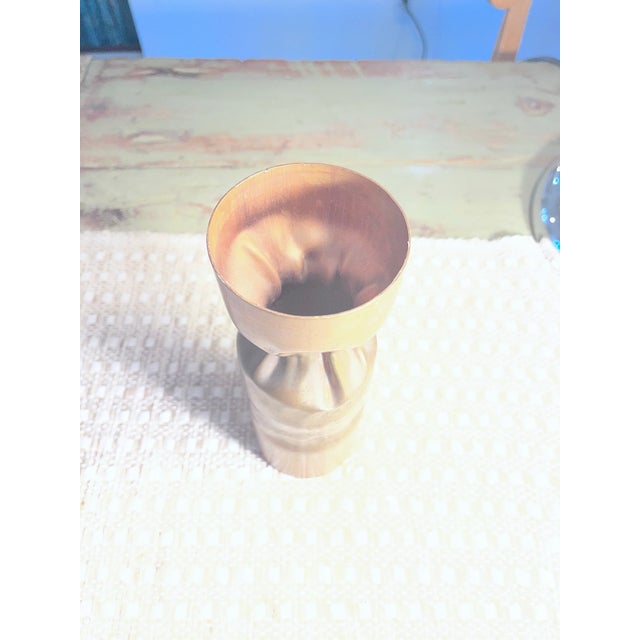 Vintage Brutalist Sculptural Copper Candle Holder, Mid-Century Modern Studio Art, 9.25” For Sale - Image 4 of 5
