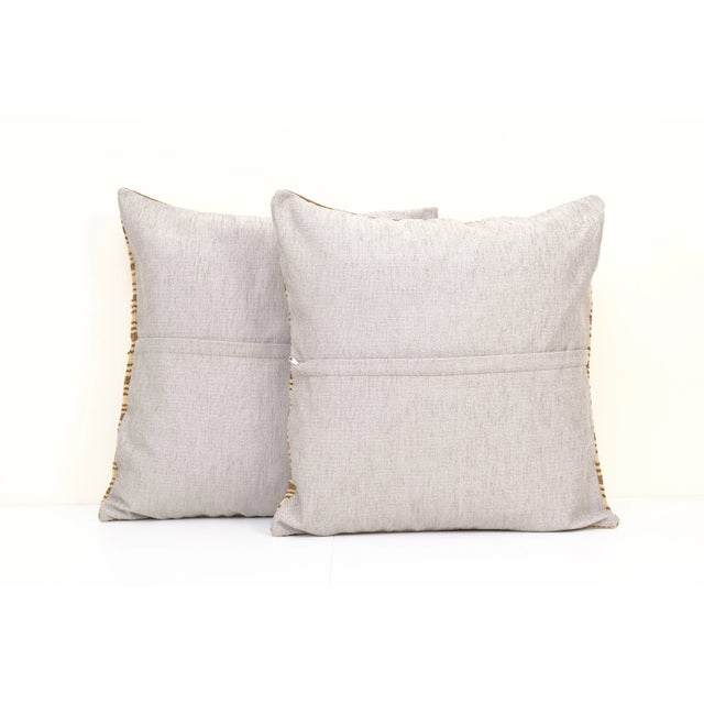 Striped Turkish Kilim Pillow Cover - A Pair For Sale - Image 4 of 4