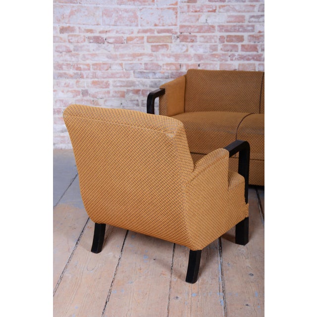 Wood Czech Art Deco Sofas and Lounge Chairs in Beech and Oak attributed to Jindrich Halabala for Up Závody, 1930s, Set of 3 For Sale - Image 7 of 18