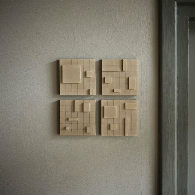 Bauhaus Brutalist Concrete Wall Art in Warm Grey by Toms Factory, Set of 4 For Sale - Image 3 of 5