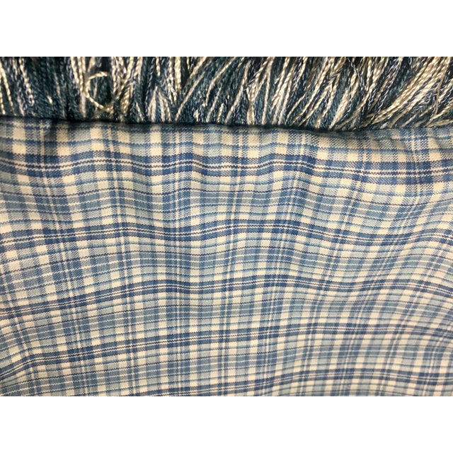 Vintage Gingham Plaid Decorative Pillow Covers With Fringe a Pair