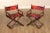 High Quality Pair of Oak and Brass Directors' Chairs with Rawhide Bindings and Floral Upholstery By McGuire Of San...