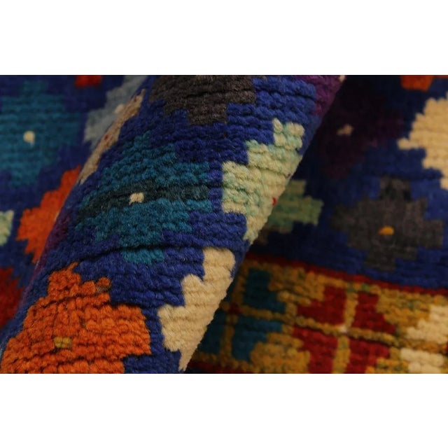 1990s Tribal Balouchi Blue/Gold Wool Rug - 4′10″ × 6′8″ For Sale - Image 4 of 8