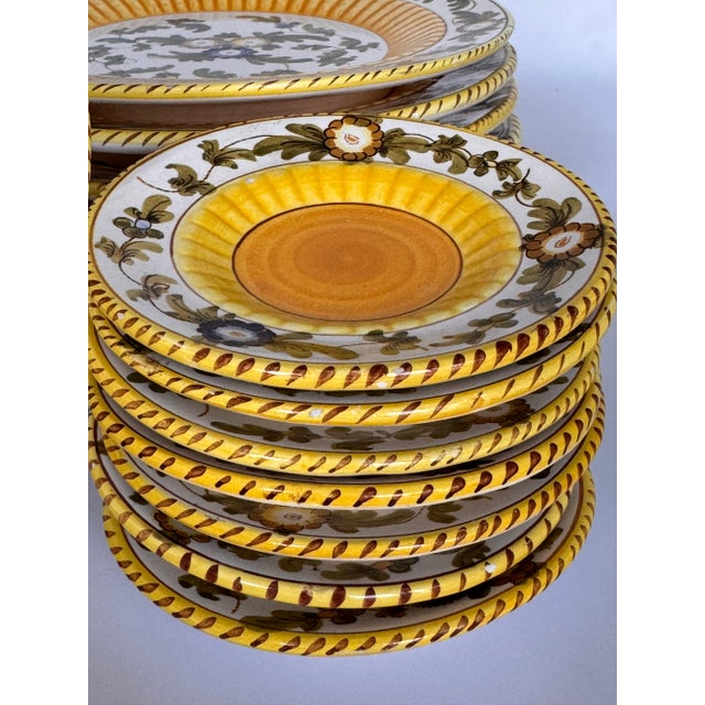LastChance!16 Pieces Vintage Italian Ceramiche Hand Painted Salad and Olive Oil Plates For Sale - Image 9 of 12
