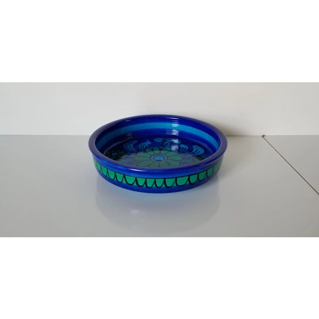 Mid-Century Italian Vivid Blue Hand Painted Pottery Bowl For Sale - Image 10 of 10