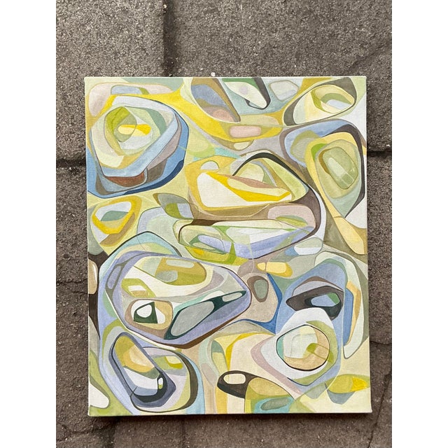 Discover the intrigue of abstract art with "You Can't See It?"—a visually captivating oil painting that blends soft pastel...