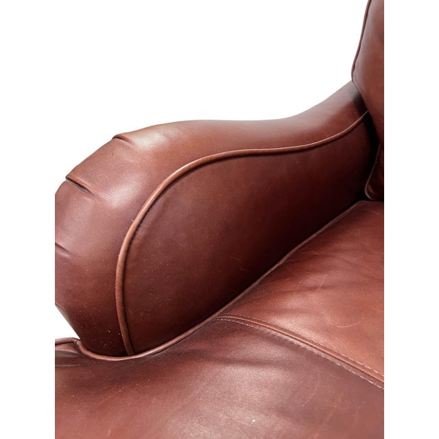 Brown Classic Leather Chaise Lounge For Sale - Image 8 of 16