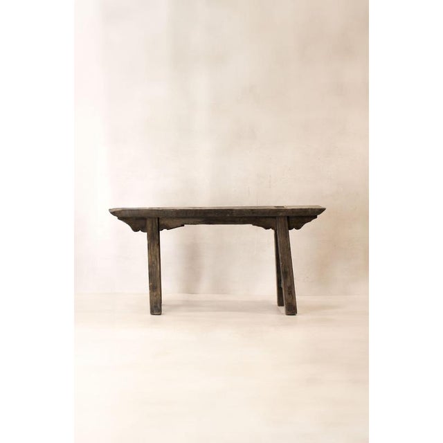 Antique Rustic Elm Bench For Sale - Image 4 of 7