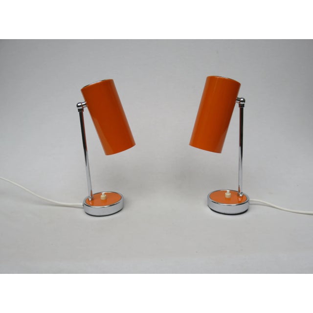 Orange Small Italian Table Lamps, 1960s, Set of 2 For Sale - Image 8 of 18