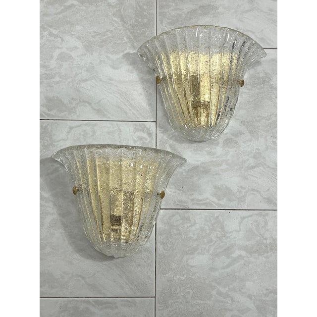Mid-Century Murano Glass Brass Wall Lamps, 1970s, Set of 2 For Sale - Image 10 of 10