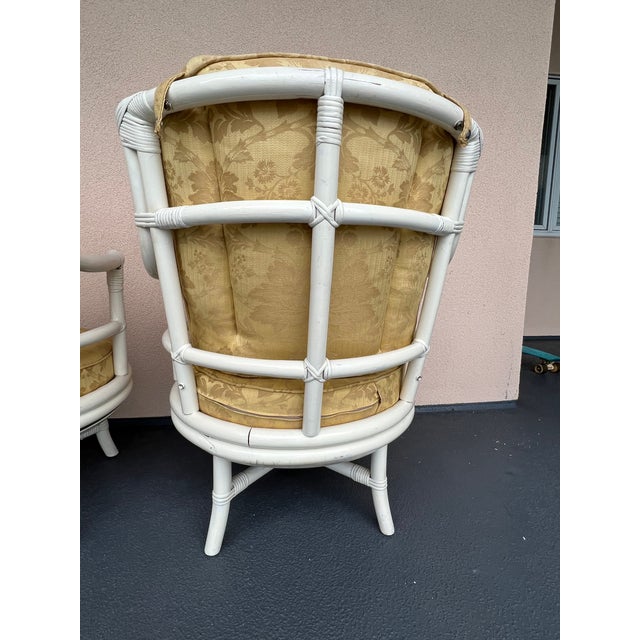 1970s Vintage Mid Century Henry Olko for Willow & Reed Rattan Swivel Bucket Chairs - a Pair For Sale In Washington DC - Image 6 of 12