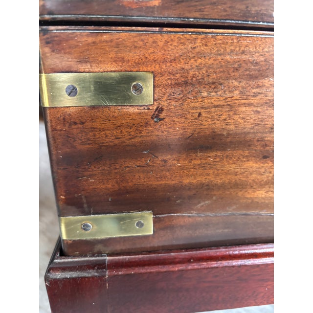Early 19th Century English Mahogany Brass Bound Lap Desk on Stand For Sale - Image 5 of 12