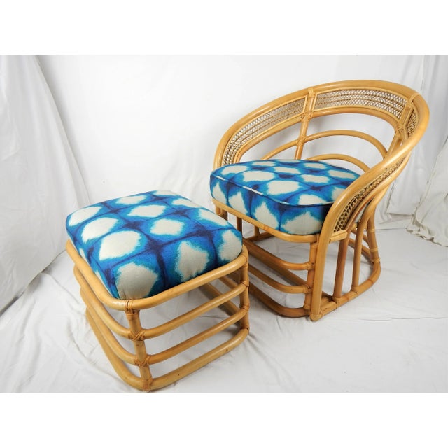 Natural Rattan Chairs & Ottoman - 3 Pieces For Sale - Image 9 of 12