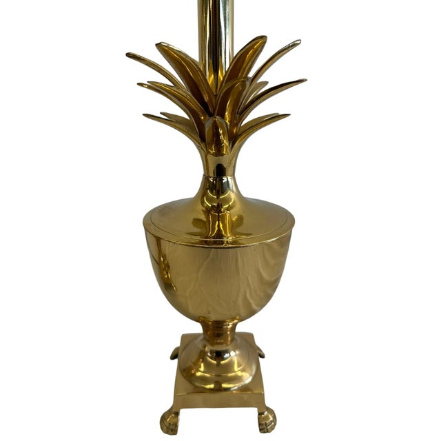 Gold Pair of Late 20th Century Golden Brass Pineapple Lamps For Sale - Image 8 of 12