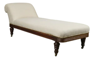 1920's Chaise Lounge With Carved Walnut Base, Newly Upholstered