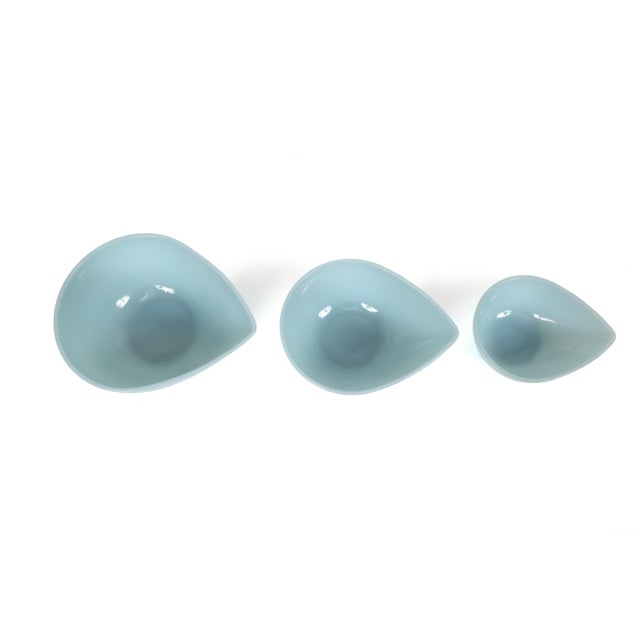 Fire King Teardrop Mixing Bowls - Set of 3 in Rare Delphite Blue For Sale - Image 6 of 13