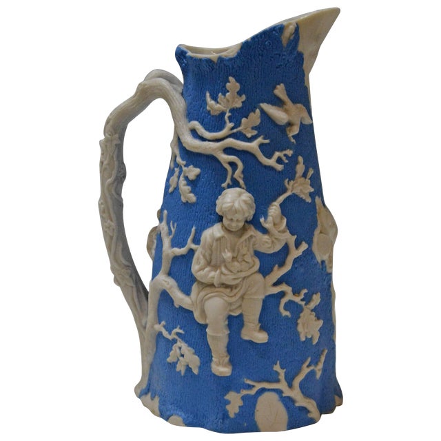 Blue and White Parian Ware Pitcher, Circa 1850 For Sale