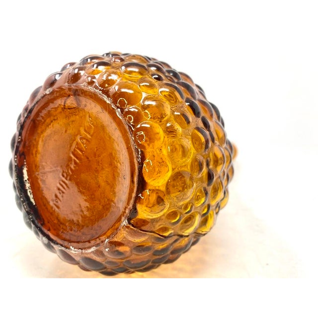 Empoli 1960s Mid-Century Modern Empoli Amber Hobnail Glass Bud Vase / Decanter – 13.5" For Sale - Image 4 of 6