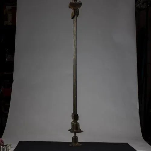 Art Deco Haning Light in Brass & Metal For Sale - Image 5 of 9