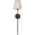 Metal Thomas O'Brien for Visual Comfort Signature Bryant 27" Cordless Tail Sconce in Bronze with Linen Shade For Sale - Image 7 of 13