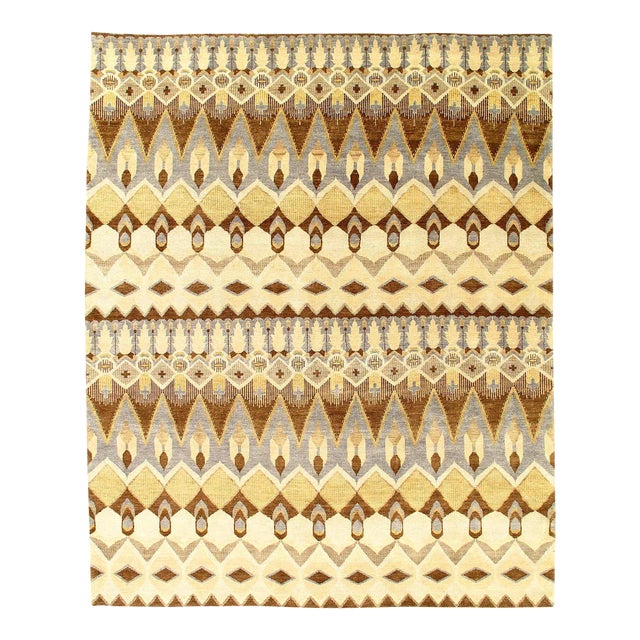 MUlti Color Fine Hand Knotted Ikat Rug For Sale