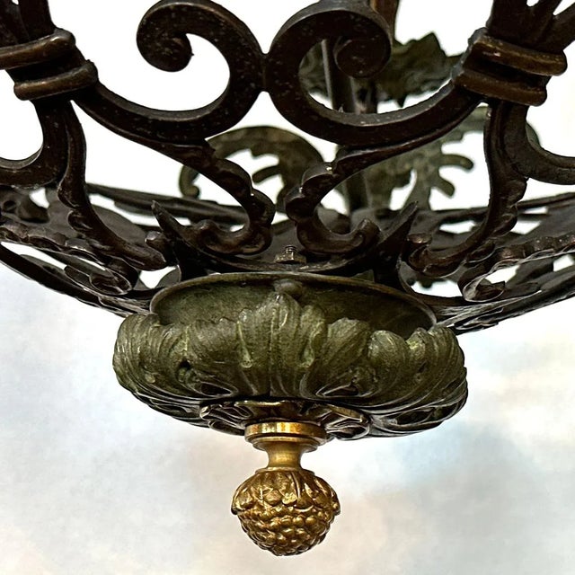 Traditional Large French Renaissance Revival Cast Bronze Six-Light Chandelier For Sale - Image 3 of 15