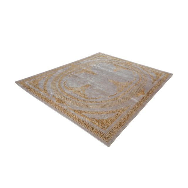 Doris Leslie Blau Vintage Floral Ivory Beige Hand-Knotted Silk Rug For Sale - Image 4 of 4