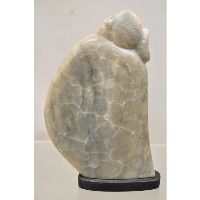Stone Late 20th Century Ned Archuleta Native American Figural Woman Carved Alabaster Figure Sculpture For Sale - Image 7 of 11