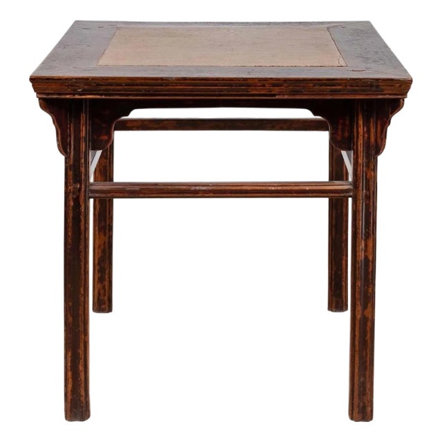 Chinese 19th Century Elmwood Center Hall Table With Ming Dynasty Stone Inset For Sale