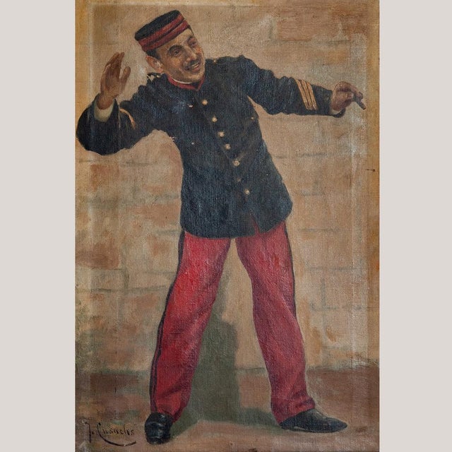 J. Cusachs, Young Private, 1890s-1900s, Oil on Canvas For Sale - Image 7 of 7