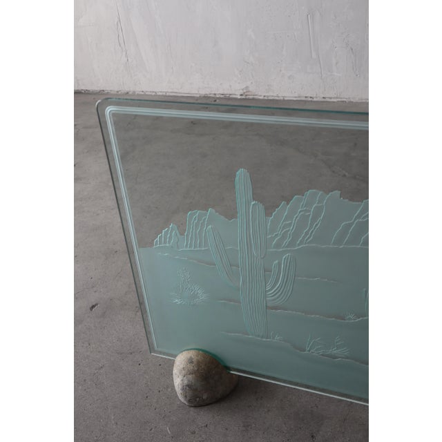 Southwest Etched Glass Fireplace Screen For Sale In Las Vegas - Image 6 of 9