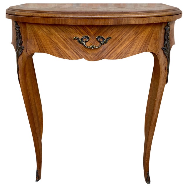French Demi Lune Folding Card or Console Table with Baize Top, 1900s For Sale