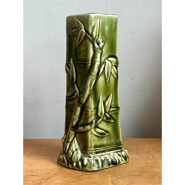 Vintage Bamboo Motif Ceramic Vase For Sale - Image 10 of 12