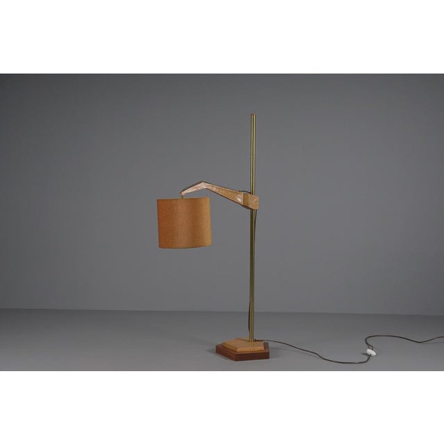 Floor Lamp in Wood, Brass and Fabric by Rudolf Dörfler, 1960s For Sale - Image 4 of 14
