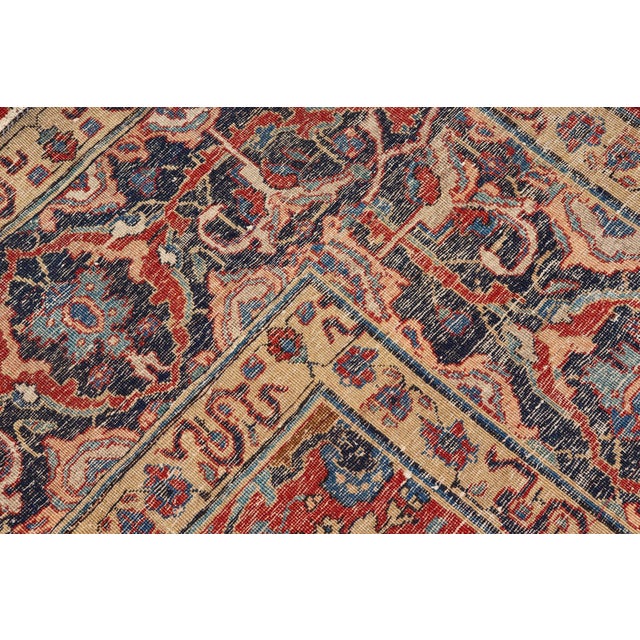 Antique Tabriz Rug With All Over Design in Rust Red, Blue's, Yellow, and Lt. Blue 9'7"x13'3" For Sale - Image 11 of 11