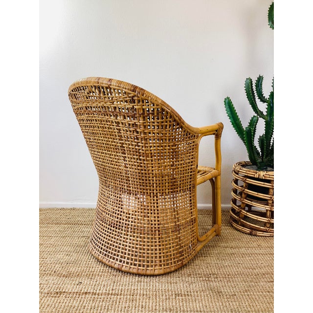 Vintage 1960s Rattan Woven Back Desk Chair For Sale - Image 10 of 11